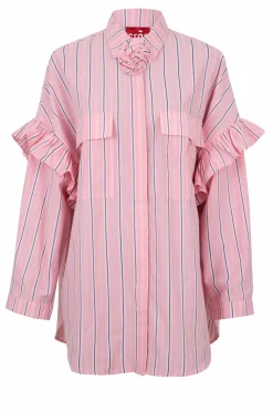 Cras Cph Skjorter<Flower Shirt - Pink Blue Stripe